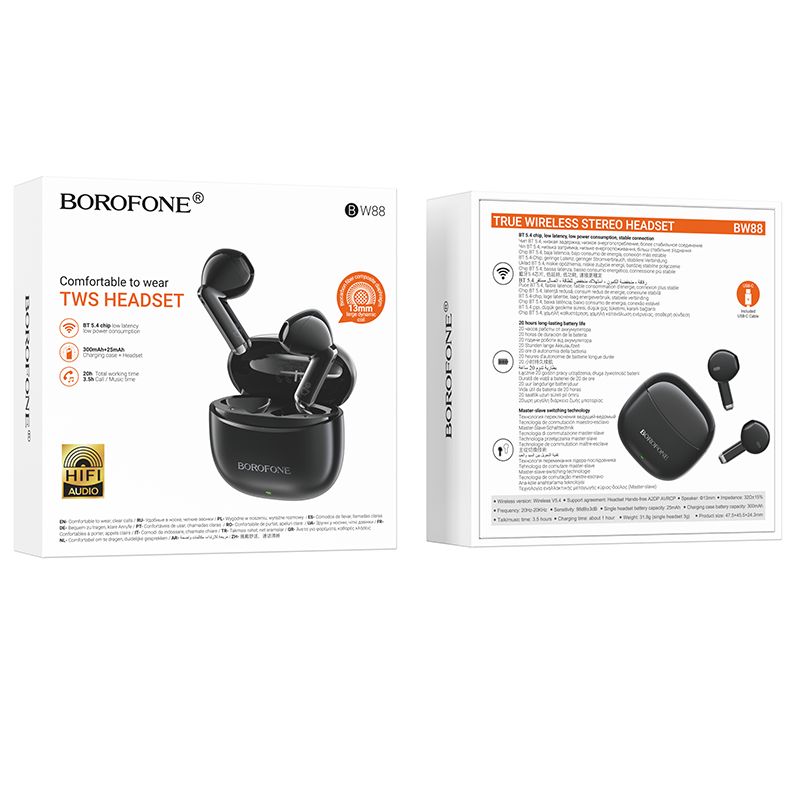Бездротові навушники BOROFONE BW88 Deep rhyme true wireless BT headset Black