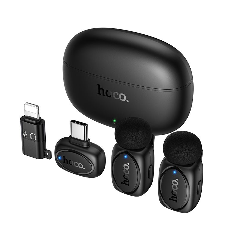 Бездротова мікрофонна система HOCO L19 Graceful wireless microphone(iP/Type-C) Black