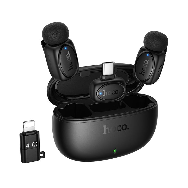 Бездротова мікрофонна система HOCO L19 Graceful wireless microphone(iP/Type-C) Black
