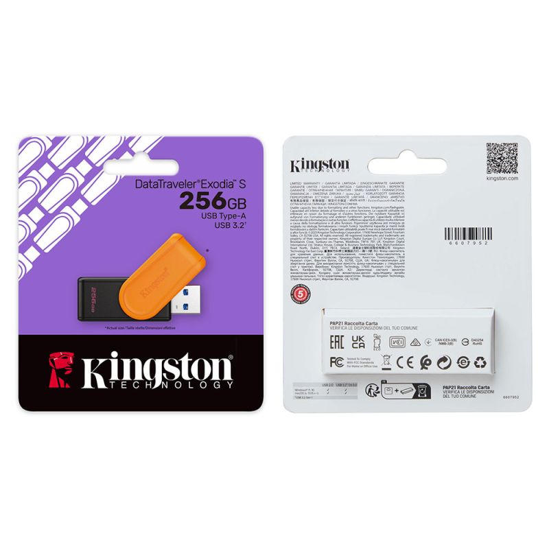 Флеш-накопичувач Kingston USB 3.2 DT Exodia S 256GB Black/Orange
