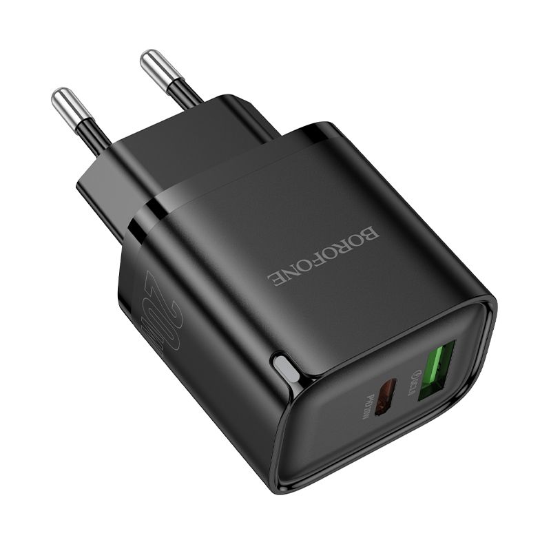Мережевий зарядний пристрій BOROFONE BA83A Flare star PD20W+QC3.0 charger Black