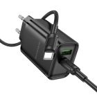 Мережевий зарядний пристрій з кабелем BOROFONE BA87A Flare star PD65W+QC3.0 charger set(C to C) Black