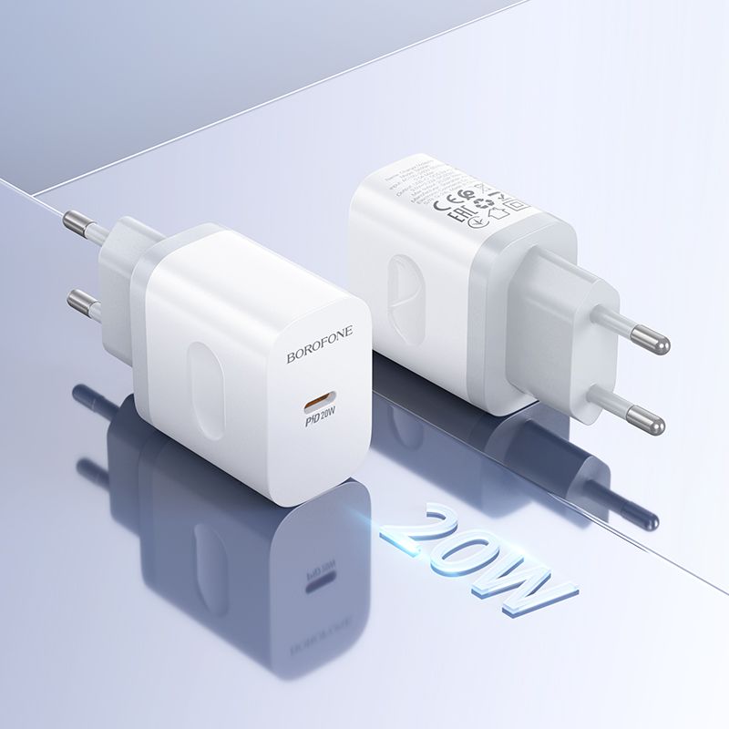Мережевий зарядний пристрій BOROFONE BA99A Breeze single port PD20W charger White
