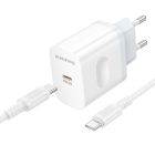 Мережевий зарядний пристрій з кабелем BOROFONE BA99A Breeze single port PD20W charger set(C to C) White