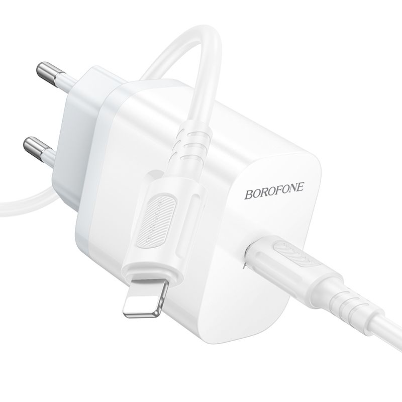 Мережевий зарядний пристрій з кабелем BOROFONE BA99A Breeze single port PD20W charger set(C to iP) White