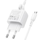 Мережевий зарядний пристрій з кабелем BOROFONE BAS41A Potential dual-port charger set(Micro) White