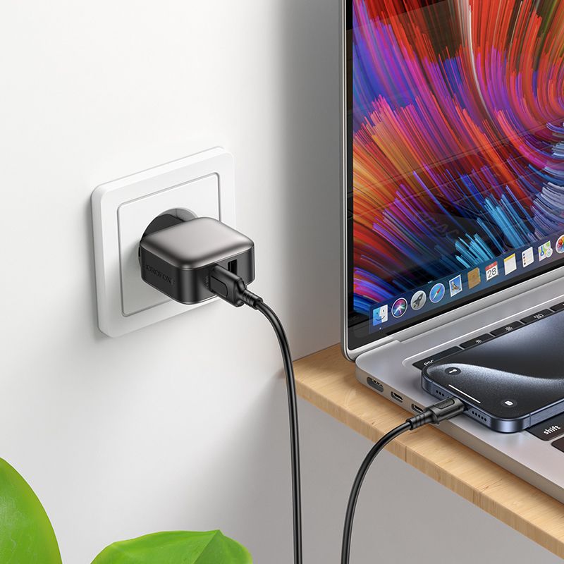 Мережевий зарядний пристрій BOROFONE BAS51A Absolute dual-port charger set(Type-C) Black