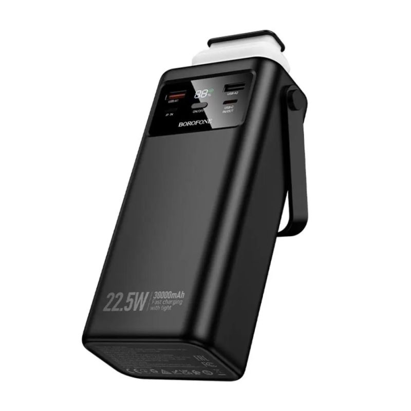 Зовнішній акумулятор BOROFONE BJ65 High 22.5W+PD20W+four-cables power bank(30000mAh) Black