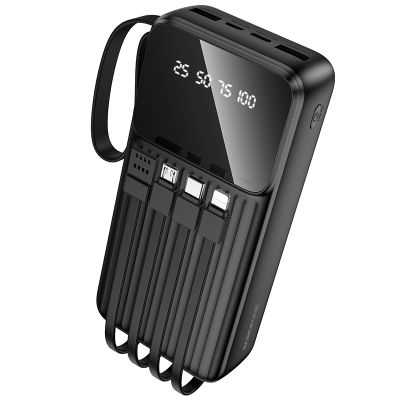 Зовнішній акумулятор BOROFONE BJ76A Smart power bank with 4 cables(20000mAh) Black