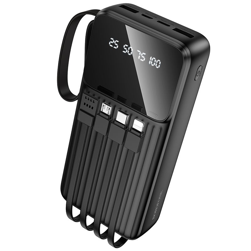 Зовнішній акумулятор BOROFONE BJ76A Smart power bank with 4 cables(20000mAh) Black
