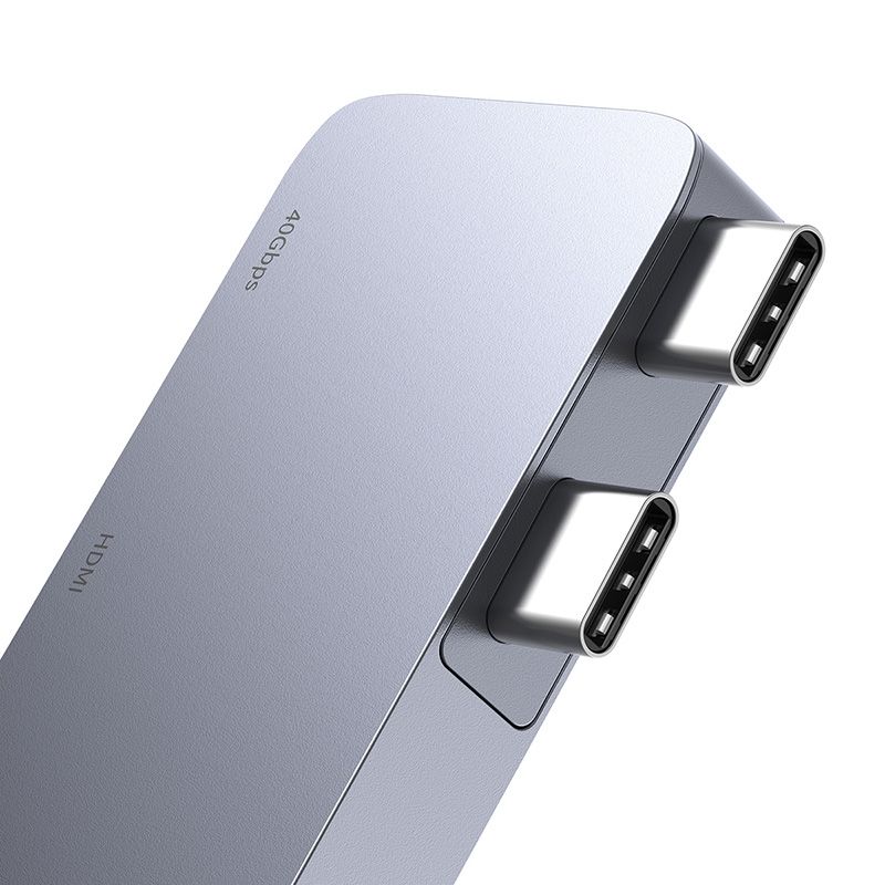 USB-хаб Baseus UltraJoy Series 5-Port HUB Space Grey (USB-C*2 to USB-C 40Gbps*1+HDMI 4K@30Hz*1+USB3.0*3）