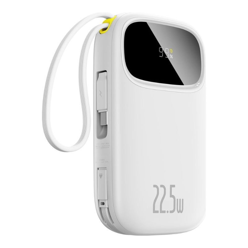 Зовнішній акумулятор Baseus EnerFill FC31 Digital Display Power Bank with 2 Built-in Cables 20000mAh 22.5W Moon White