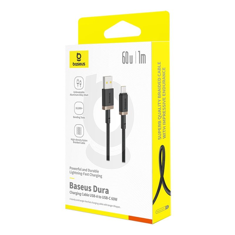 Кабель Baseus Dura Series Fast Charging Cable USB to Type-C 60W 1m Gold+Black
