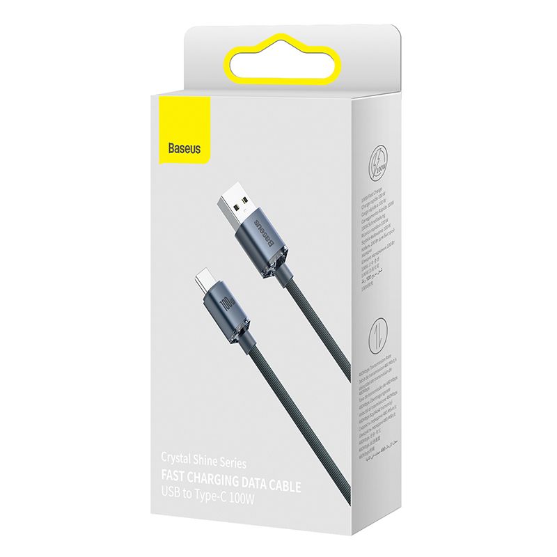 Кабель Baseus Crystal Shine Series Fast Charging Data Cable USB to Type-C 100W 2m Black