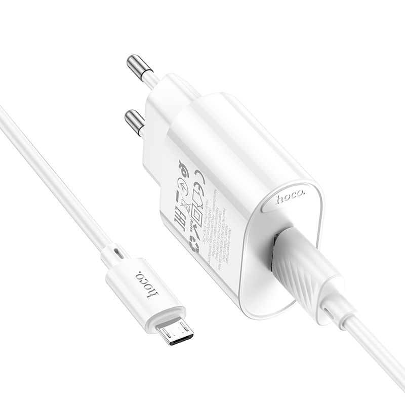 Мережевий зарядний пристрій HOCO C109A(10.5W) Fighter single port charger set(Micro) White