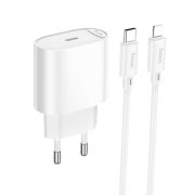 Мережевий зарядний пристрій з кабелем HOCO C109A(PD20W) Fighter single port PD20W charger set(C to iP) White