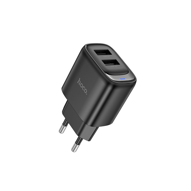 Мережевий зарядний пристрій HOCO C141A Smart dual-port charger Black