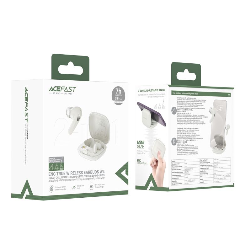 Бездротові навушники ACEFAST W4 true wireless earbuds with phone stand Khaki