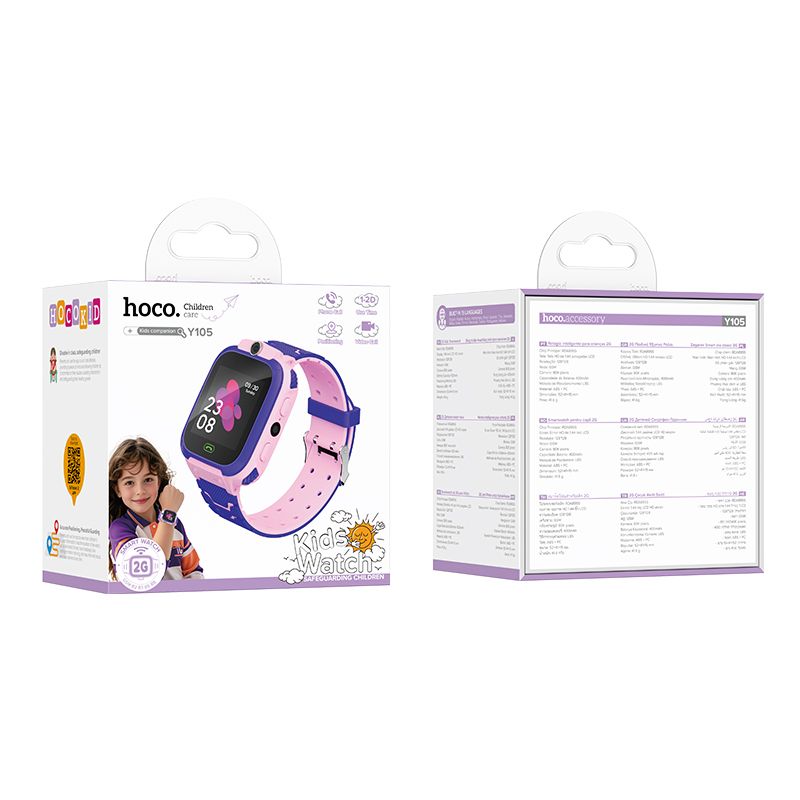 Дитячий смарт-годинник HOCO Y105 children phone watch Pink
