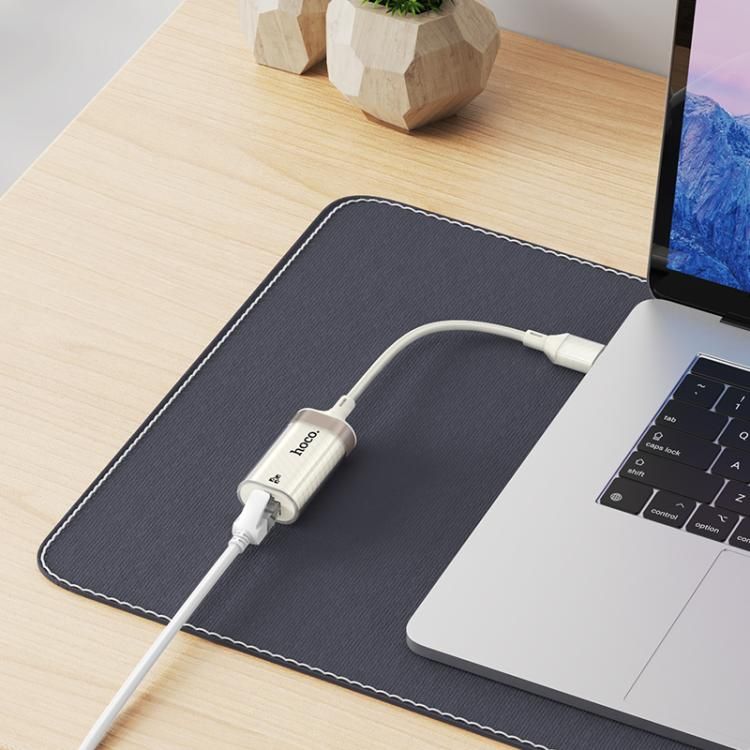 Кабель-перехідник HOCO UA41 Crystal USB ethernet adapter(100 mbps) apricot
