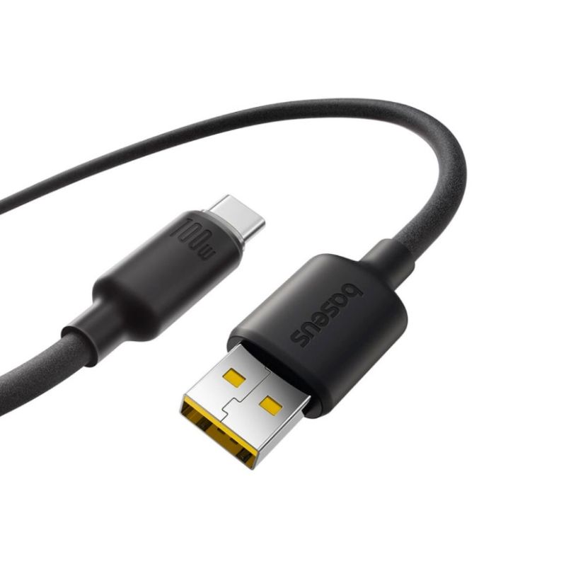 Кабель Baseus Foamed Silicone Fast Charging Data Cable USB to Type-C 100W Comic 1m Black