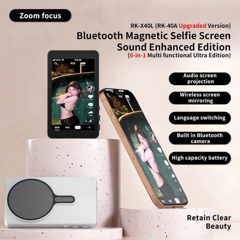 Додатковий екран Magnetic selfie screen RK-X40L камери смартфона White