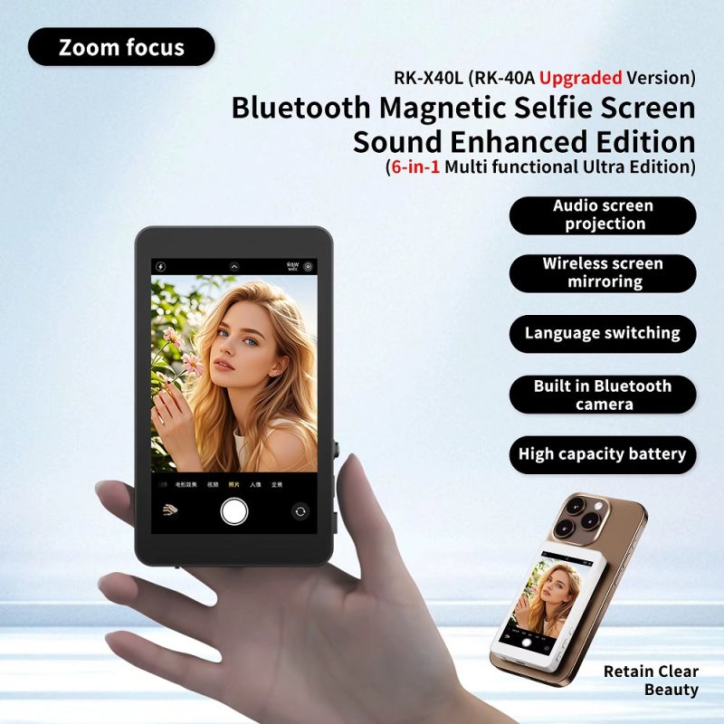 Додатковий екран Magnetic selfie screen RK-X40L камери смартфона White