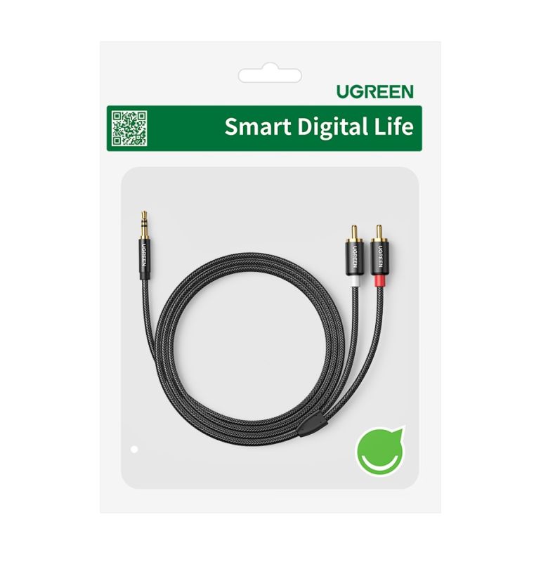 Аудіокабель UGREEN AV116 3.5mm Male to 2RCA Male, PVC, 1m Black