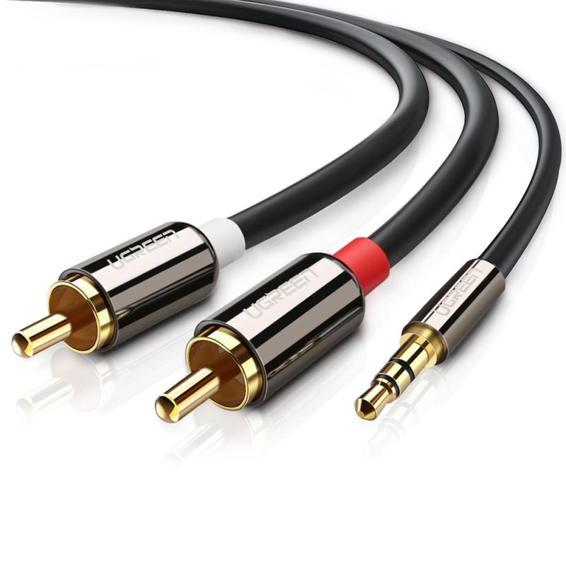 Аудіокабель UGREEN AV116 3.5mm Male to 2RCA Male, PVC, 1m Black