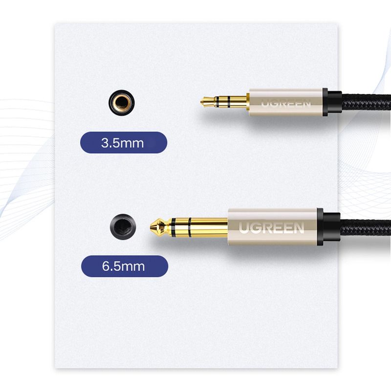 Аудіокабель UGREEN AV127 3.5mm to 6.35mm TRS Stereo Audio Cable 1m Gray