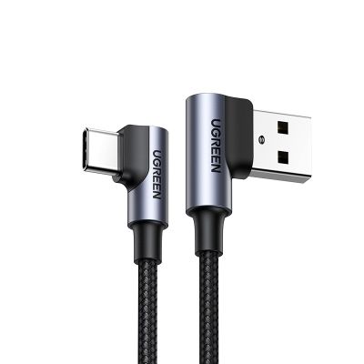 Кабель UGREEN US176 Right Angle USB-A to USB-C Cable 1m (Space Gray)