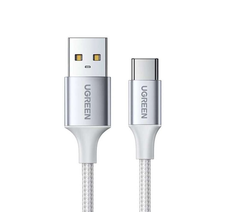 Кабель UGREEN US288 USB-A 2.0 to USB-C Cable Nickel Plating Aluminum Braid 1m (White)