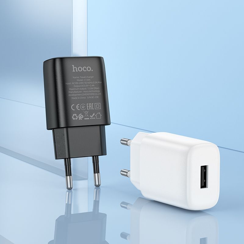 Мережевий зарядний пристрій з кабелем HOCO C134A Solid single-port charger set(Micro) White