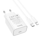 Мережевий зарядний пристрій HOCO C143A Benefit single port PD20W charger set(C to iP) White