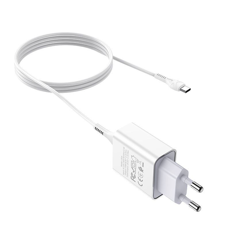 Мережевий зарядний пристрій HOCO C81A Asombroso single port charger set(Type-C) White