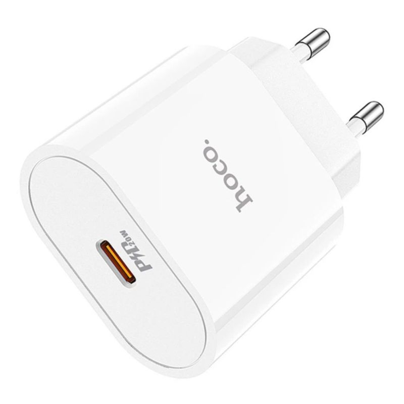 Мережевий зарядний пристрій HOCO C94A Metro single port PD20W charger set(Type-C to Type-C) White
