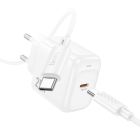 Мережевий зарядний пристрій з кабелем HOCO CS53A Surplus single port PD25W charger set(C to C) White