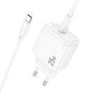 Мережевий зарядний пристрій з кабелем HOCO CS53A Surplus single port PD25W charger set(C to C) White