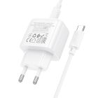 Мережевий зарядний пристрій з кабелем HOCO CS53A Surplus single port PD25W charger set(C to C) White