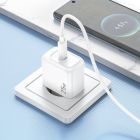 Мережевий зарядний пристрій з кабелем HOCO CS53A Surplus single port PD25W charger set(C to C) White