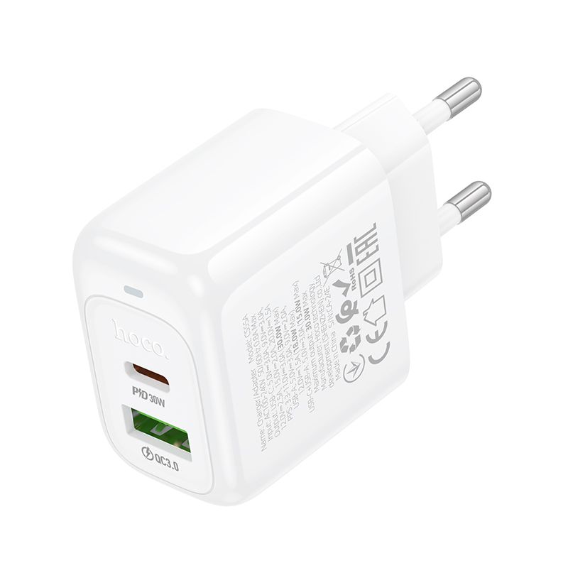 Мережевий зарядний пристрій HOCO CS55A Surplus PD30W+QC3.0 charger White