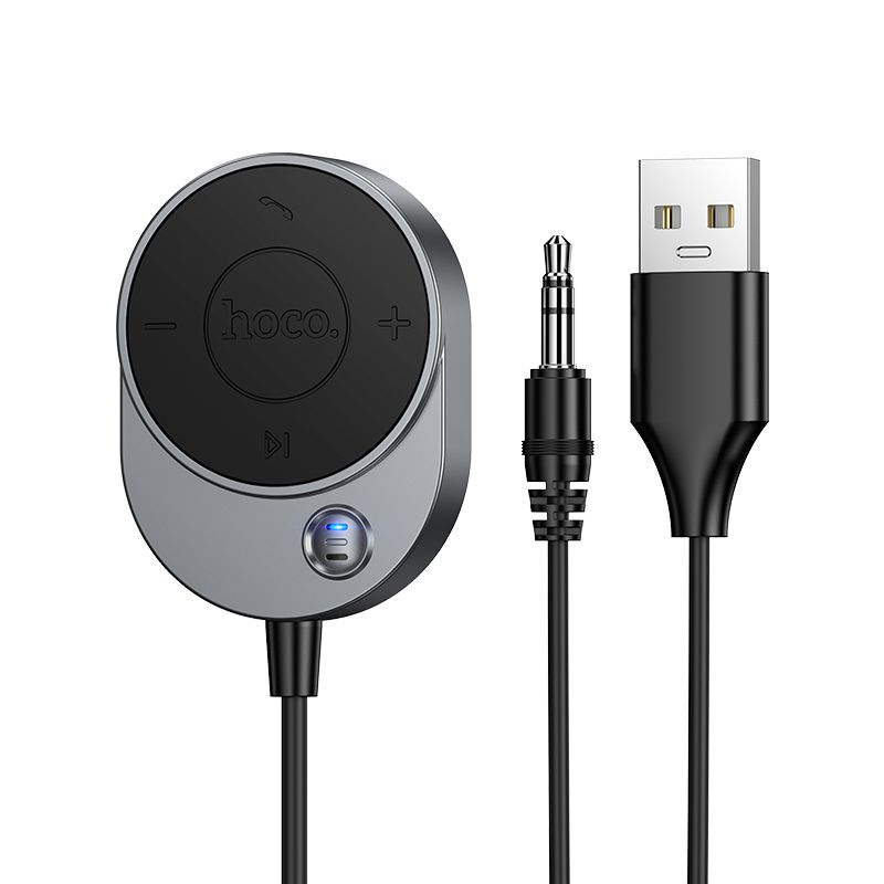 Bluetooth-ресивер HOCO E150 Path car AUX BT receiver with cable Metal Gray