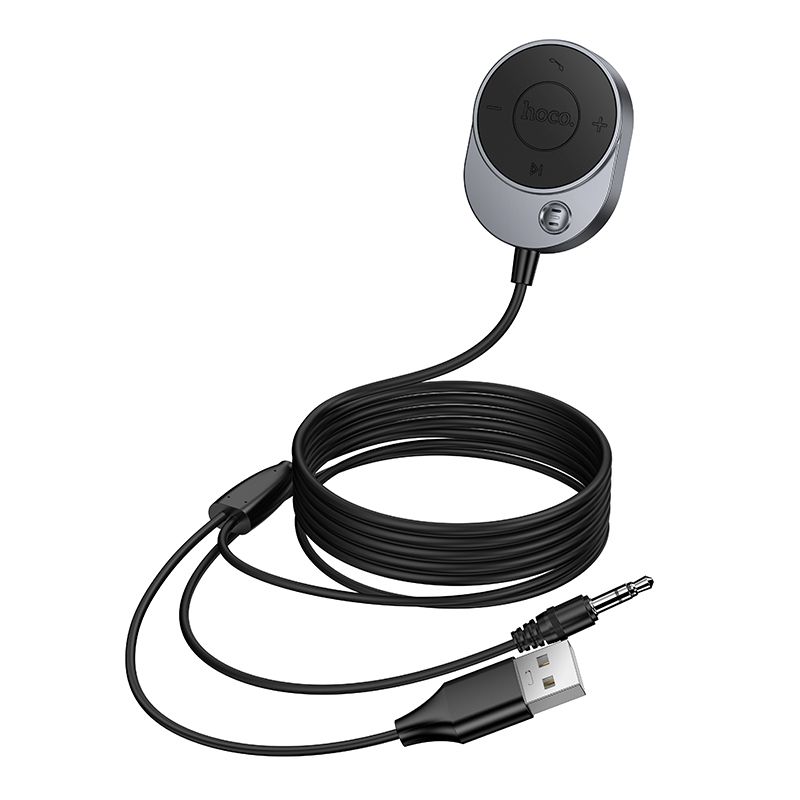 Bluetooth-ресивер HOCO E150 Path car AUX BT receiver with cable Metal Gray