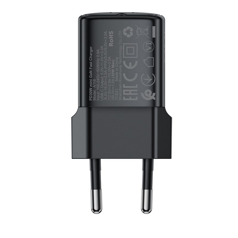Мережевий зарядний пристрій ACEFAST A118 PD30W mini GaN USB-C fast charger