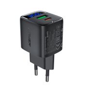 Мережевий зарядний пристрій ACEFAST A116 PD35W GaN charger (USB-A+USB-C) with digital display Black