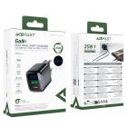 Мережевий зарядний пристрій ACEFAST A116 PD35W GaN charger (USB-A+USB-C) with digital display Black