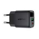 Мережевий зарядний пристрій ACEFAST A116 PD35W GaN charger (USB-A+USB-C) with digital display Black