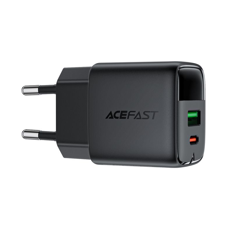 Мережевий зарядний пристрій ACEFAST A116 PD35W GaN charger (USB-A+USB-C) with digital display Black