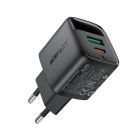 Мережевий зарядний пристрій ACEFAST A114 PD25W GaN charger (USB-A+USB-C) with digital display Black