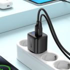 Мережевий зарядний пристрій ACEFAST A114 PD25W GaN charger (USB-A+USB-C) with digital display Black